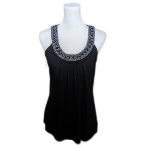 White House Black Market black embellished embroidery sleeveless tank top S